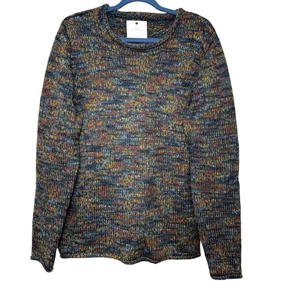 RVLT Revolution Knit Sweater Men Sz XL Dark Blue Multicolor Long Sleeve Pullover - Picture 2 of 12